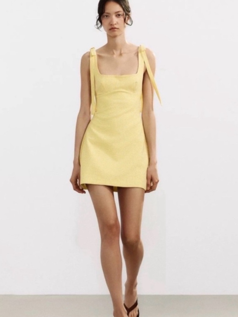 Zara Yellow Tie-Shoulder Mini Dress - Elegant Summer Style